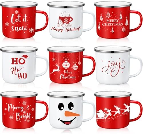 Zhehao 9 Pcs 11 oz Christmas Mugs Holiday Hot Chocolate Mugs Seas...