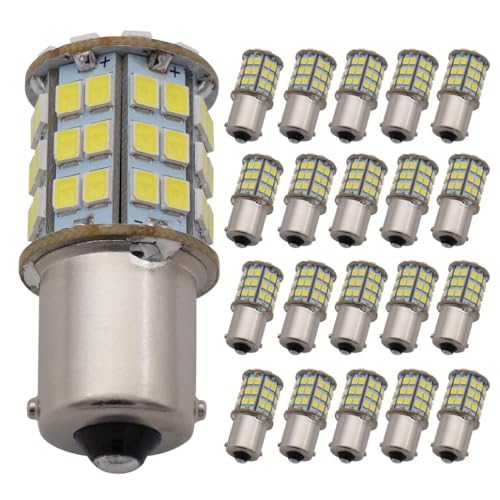 GRV Ba15s 1156 1141 4W Bombilla LED 56-2835SMD Super Brillante AC / DC12V-24V 40W Reemplazo Halógeno Para Caravana, Remolque, Luz Interior de Caravana Blanco Cálido 20 Piezas