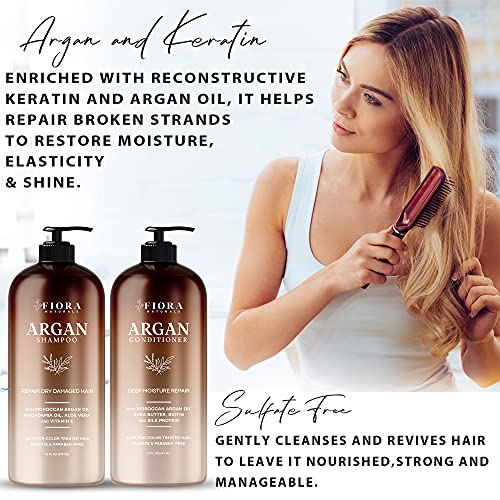 Shampoo And Conditioner Sets With Moroccan Argan Oil - Sulfate Free Hydrating Shampoo & Conditioner To Repair Damaged Hair And Restore Strength - Safe For Color & Keratin Treated Hair - For Men And Women #TOP2