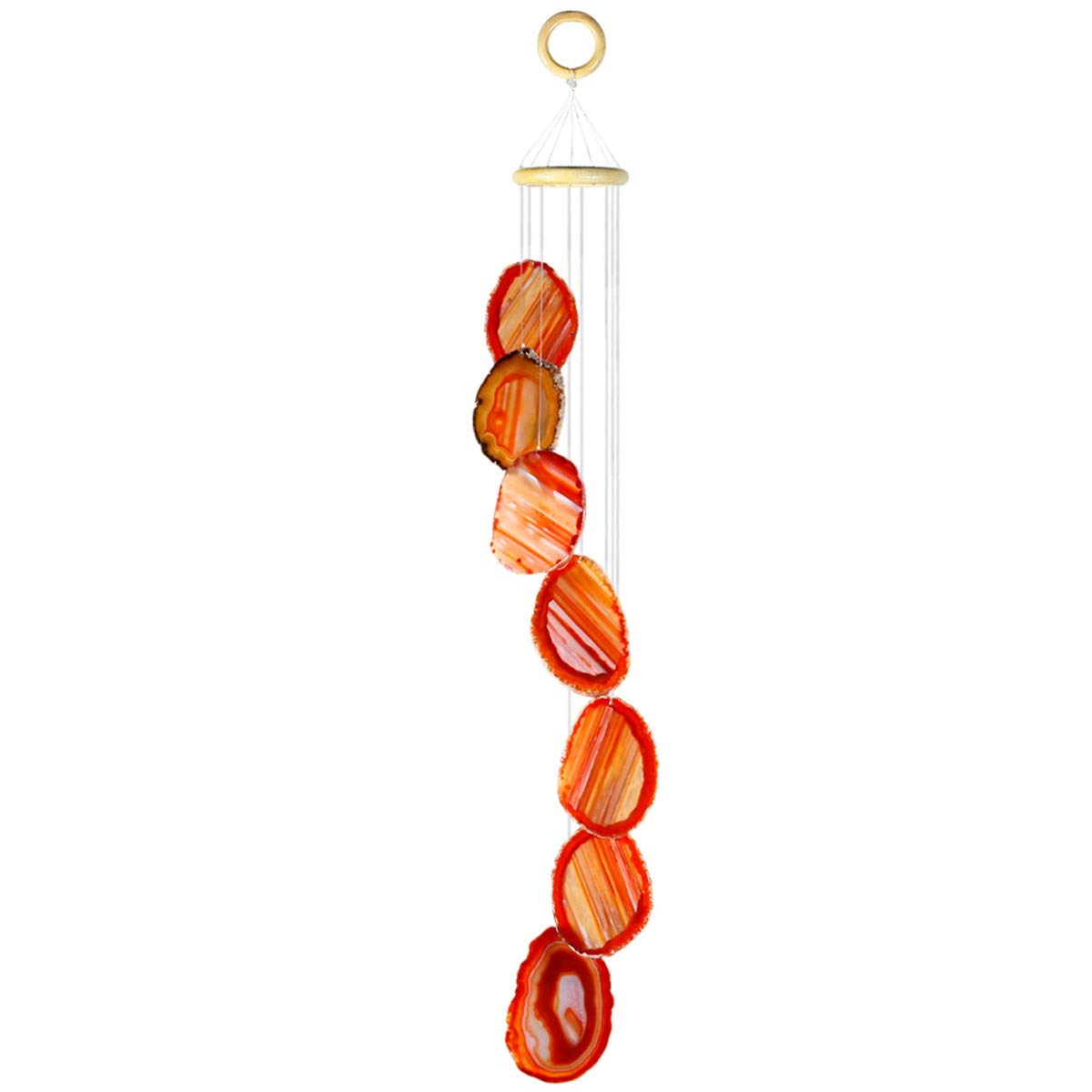 KYEYGWO Rot Achat Scheiben Geode Windspiel Sun Catcher KristallsteinGlockenspiel Artwork für Hausgarten Dekoration 70-85 cm