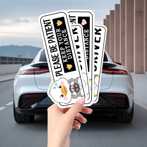 Image of 4Pcs Novice Driver Car Stickers, Beginner Magnet for Car Student Driver Sign, Lovely New Driver Sticker for Keeping a Safe Distance on the Road Supplies