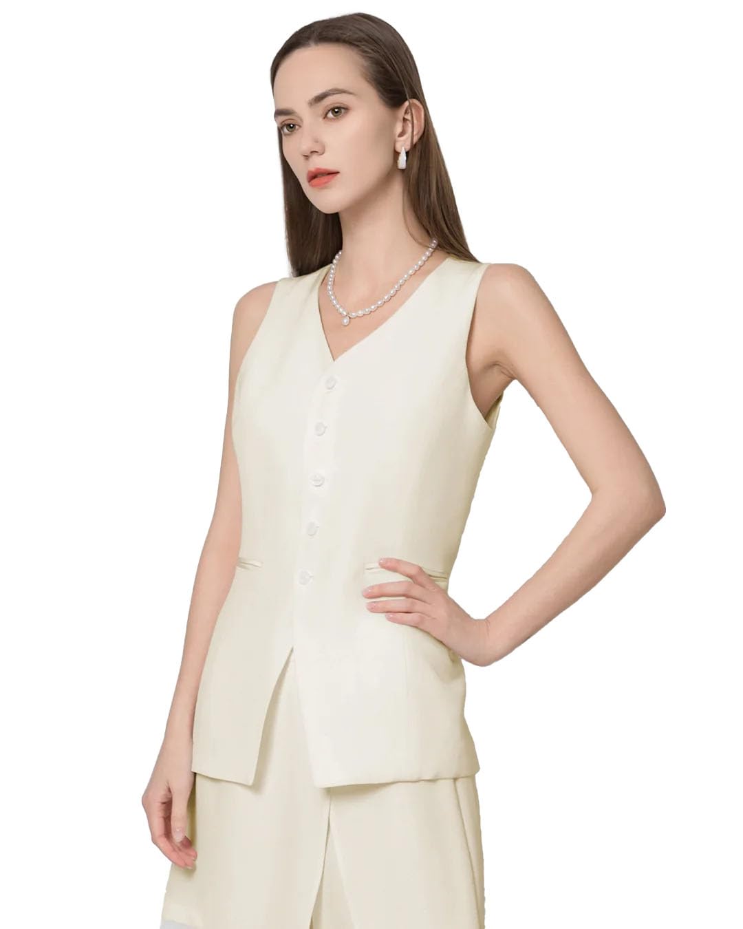Sleeveless Ladies Silk Vest 40 Momme Mulberry Silk Fully Lined Elegant Waistcoat for Women