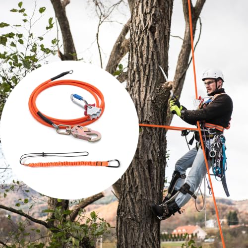 Image of Steel Wire Core Flipline, Fall Protection Arborist Positioning Lanyard Kit | Arborist Flip Line Tree Climbing Gear with Swivel Snap Hook, Triple Lock Carabiner & Rope Grab Adjuster