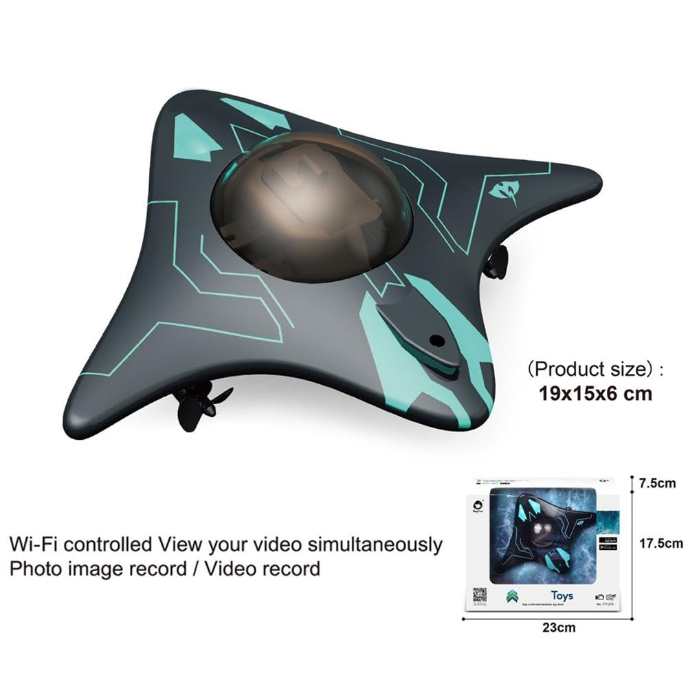 Dron submarino 2026, diseño biónico RC barco con cámara, barco a control remoto impermeable en forma de manta, control de aplicación inteligente, transmisión de imagen en tiempo real, para exploración