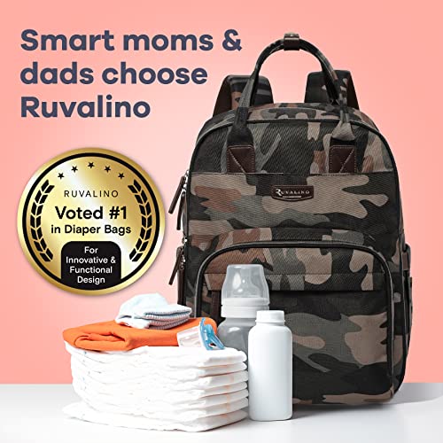 Ruvalino Diaper Bag Backpack, Multifunction Travel Back Pack Maternity Baby Changing Bags, Large Capacity, Waterproof And Stylish, Green Camo #TOP4