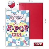 Nicavvi K-pop Birthday Card for Girls, Cute Music Fan Bday Card for Teen Daughter Friend or Bestie, Fun Birthday Gift for Kpop Lover, Pop Music Themed Cards for Her