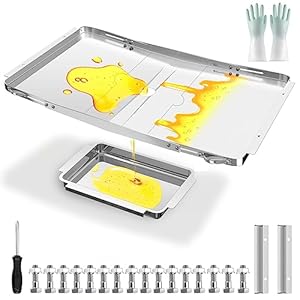 Grease Tray for Dyna Glo Grill Grease Tray Replacement Parts, 25″-34″ Universal Grill Drip Pan Replacement for 4 5 6 Burner Gas Grill Nexgrill Replacement Parts, Charbroil, Kenmore and Expert Grill