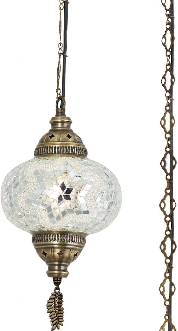 Up To 40% OFF (8 Colors) DEMMEX Turkish Moroccan Mosaic Swag Plug in Pendant Ceiling Hanging Light with 15feet Cord Decorated Chain & North American Plug (White - 6 Diameter) Get Popular Offer (8 Colors) DEMMEX Turkish Moroccan Mosaic Swag Plug in Pendant Ceiling Hanging Light with 15feet Cord Decorated Chain & North American Plug (White - 6 Diameter)