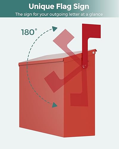 Miniatura 13 de LAND·VOI Buzón de pared con un kit de bandera y tres juegos de calcomanías de números de buzón de 0 a 9, buzones para exterior, buzón de metal Negro