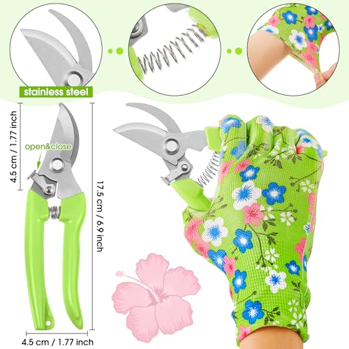 Kit de 10 piezas para jardinería con tijeras y guantes miniatura 3