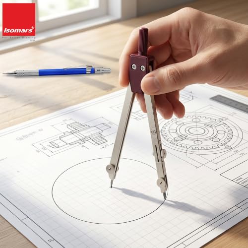 Image of Isomars Professional Technical Drawing Drafting Compass Set of 8