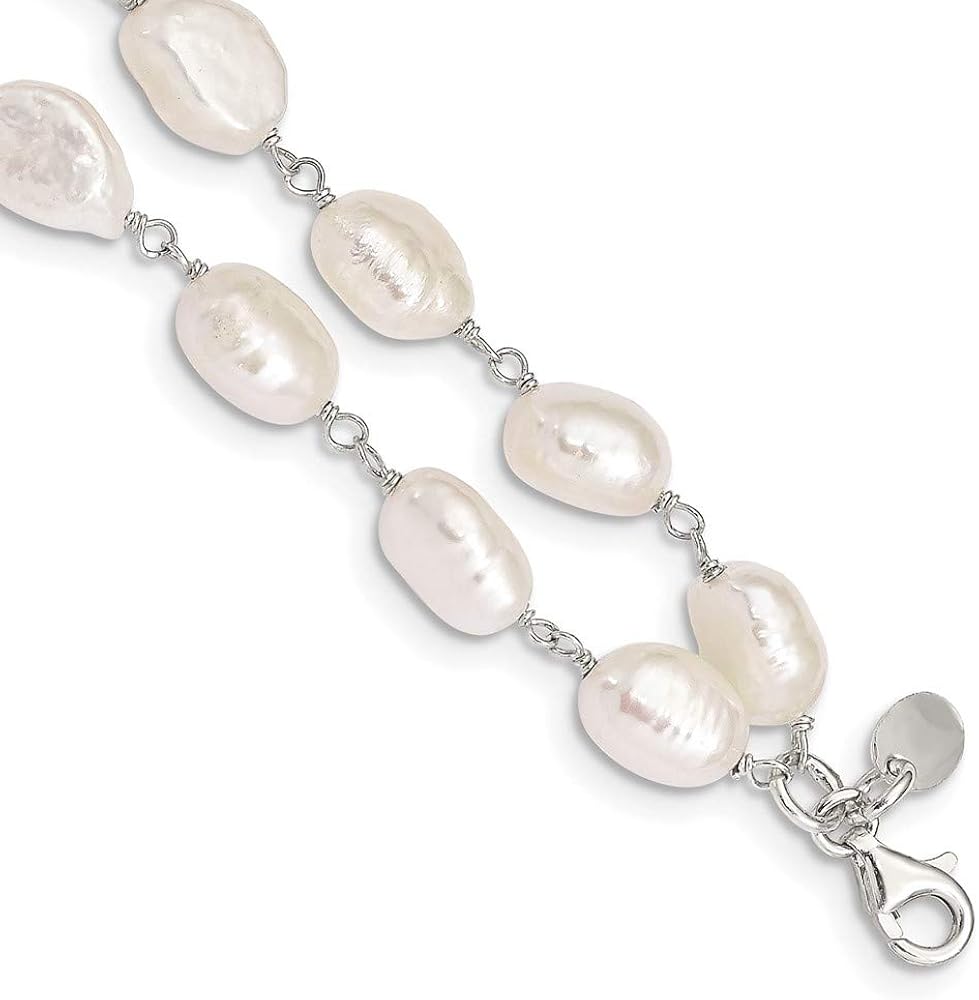 925 Sterling Silver 2 Strand Freshwater Cultured Pearl 8.5 Inch Bracelet Fine Jewelry For Women Gifts For Her: Clothing, Shoes & Jewelry