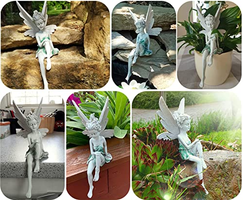 Anvirtue Sitting Fairy Statue Garden Angel Figurine Outdoor Decoration Waterproof Resin Garden Sculpture For Patio Yard Lawn Porch Art Ornament Housewarming Christmas Birthday Gift (White) #TOP2