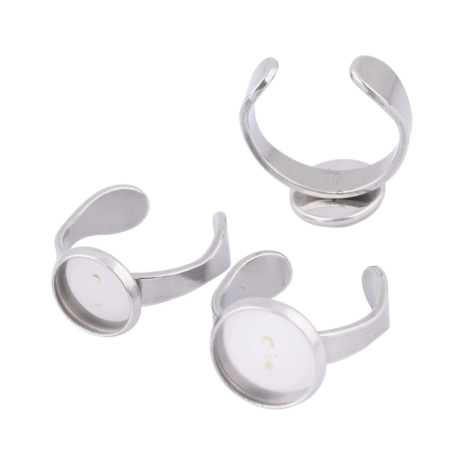 Półfabrykaty pierścieni, Baza do pierścionka kaboszonowego ze stali nierdzewnej 10mm 12mm 100 szt(12mm bezel)