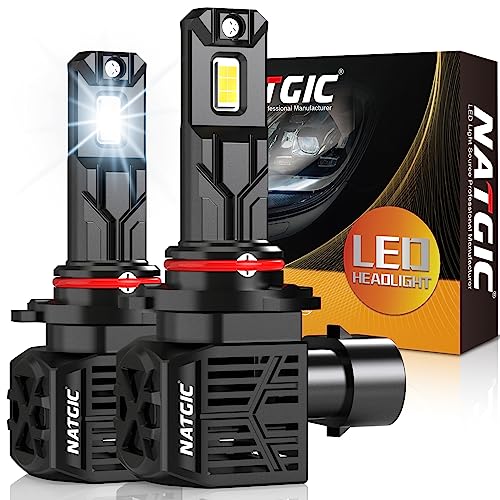 NATGIC Bombillas de Faros LED HB4 9006, 9006 Bombillas LED +500% Brillo 20000LM 100W 6500k Xenón Blanco HB4 Bombillas Reemplazo de Lámparas Halógenas para Automóviles (Paquete 2)