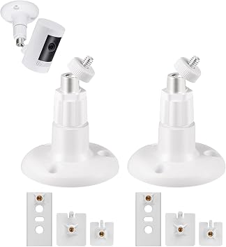 2 Pack Universal Adhesive Camera Mount for Spotlight Cam Battery/Pro/Plus, Ring Stick Up Cam/Pro, Eufy, Arlo, Wyze - 360 Degree Adjustable Wall Mount Bracket, No-Drill or Screw Install, Weatherproof