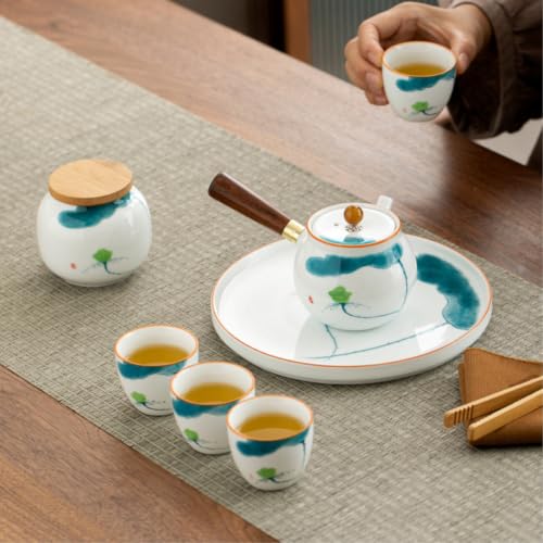 Tetera de cerámica original pintada a mano, el juego de té de 7 piezas ideal para regalar 6