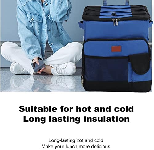 35L Rolling Cooler with Wheels and Pull Rod, Anti Leakage Insulated Rolling Cooling Bag Wheeled Cooler for Beach Camping Patio Travel Picnic Fishing Hiking