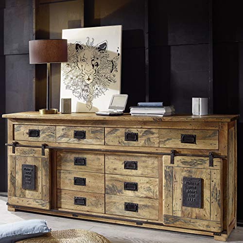 Möbel Akut Sideboard Kommode Schubladenkommode rustikal Mangoholz massiv...
