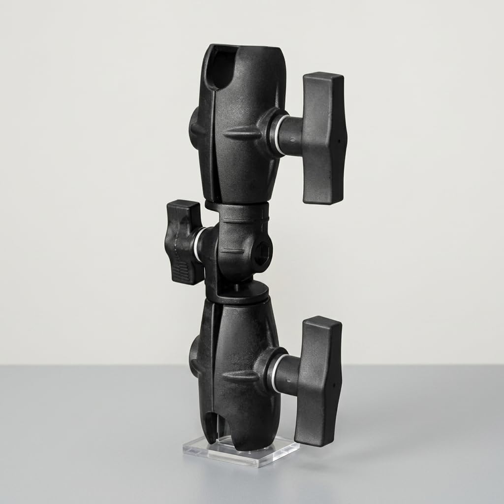 Double Socket Swivel Arm 1 Piece Metal Black Clamp for Mounts