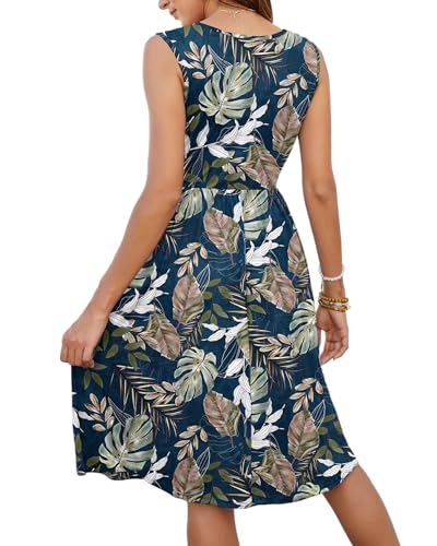 Image of MOLERANI Women Summer Dresses Sleeveless Casual Loose Swing Button Down Midi Dress with Pockets