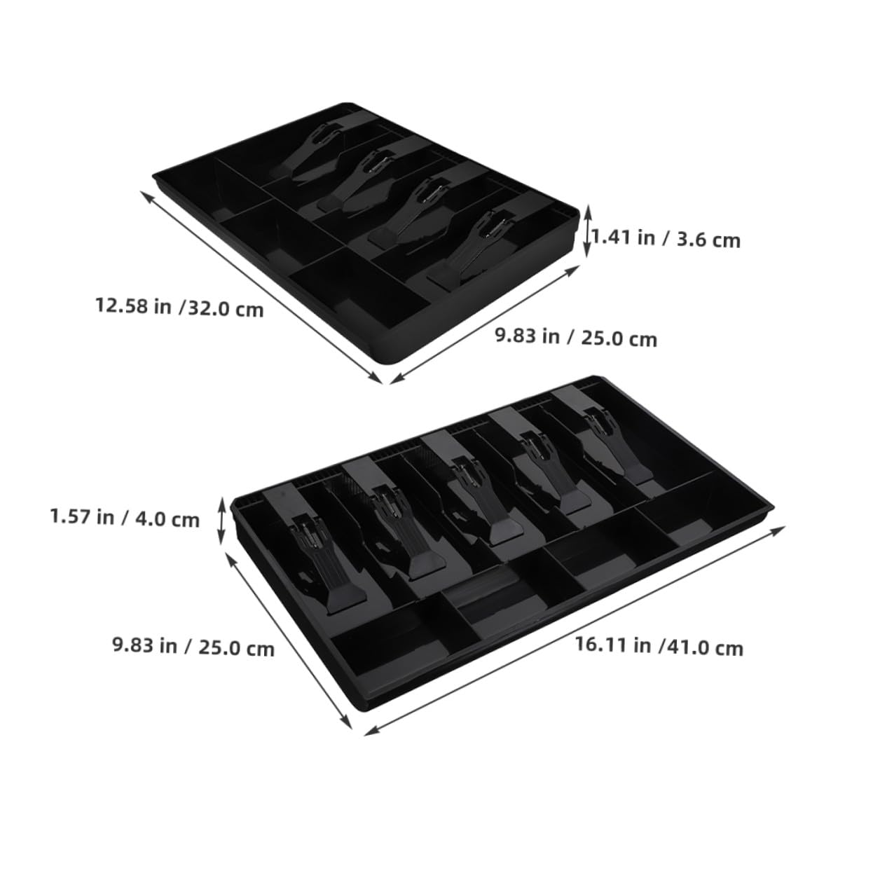 DOITOOL 2piezas Caja De Almacenamiento De Escritorio Para Caja Registradora Organizador De Dinero Con Múltiples Compartimentos y Clip Bandeja Para Guardar Billetes y Monedas Supermercados