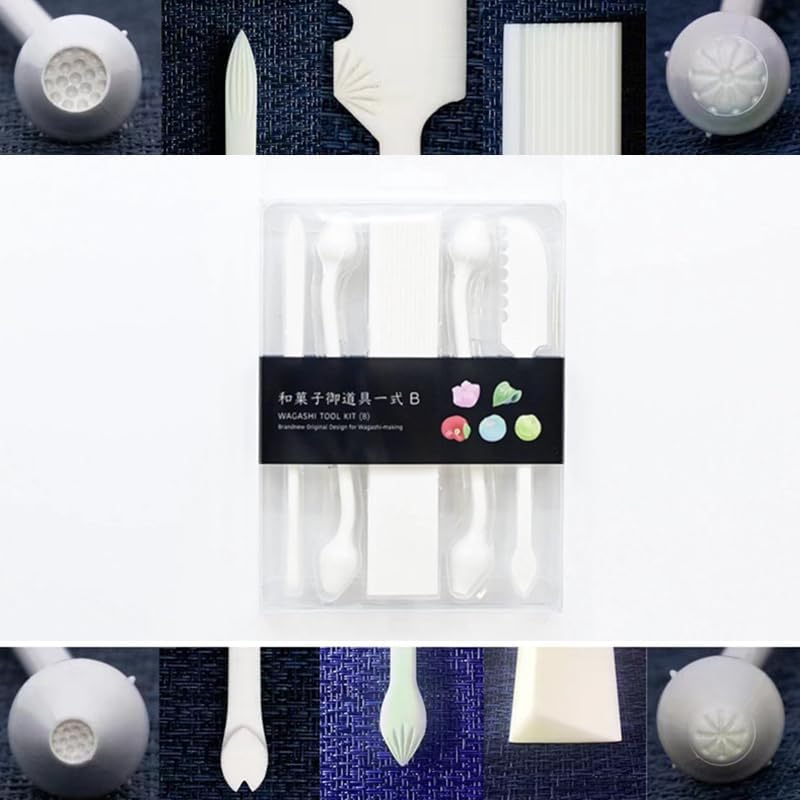 Juego de 10 piezas de material de resina japonesa Wagashi Wakoko, herramientas hechas a mano, patrón de escultura de postre (Set-B)