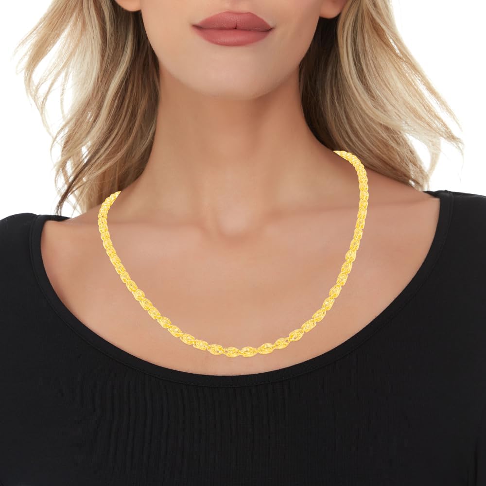 Floreo 10k Yellow Gold 4mm Solid Turkish Rope Chain Necklace