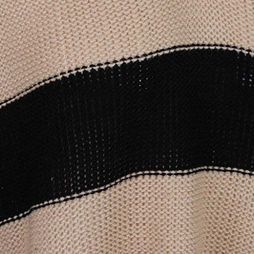 menolana Feminino Casual Cor Bloco Decote em V Manga Comprida Tops Moletom Solto - Cáqui S