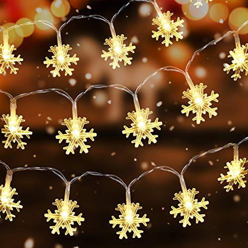 Guirlande lumineuse Noël LED flocon de neige pile pour intérieur chaleureux
