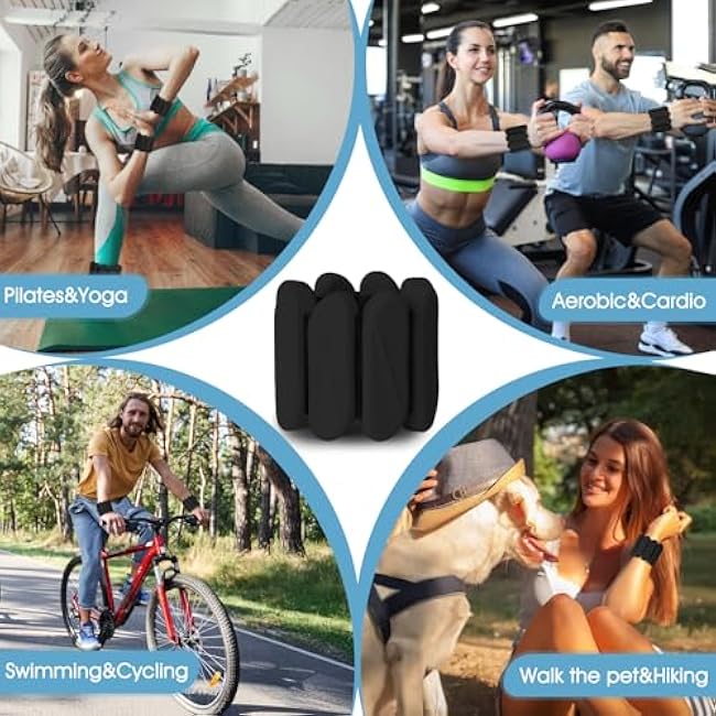 Wrist Weights, 2Pack Wrist Ankle Weights for Women & Men, 2lb Adjustable Silicone Arm and Leg Weighted Bangles(1LBs Each), Fits for Yoga, Pilates, Home Gym, Jogging, Cardio, Strength Training