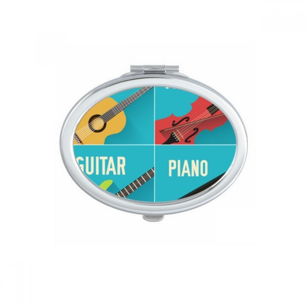 Miroir compact vert guitare pour retouches maquillage en voyage