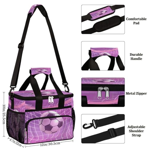 Insulated Picnic Backpack Lunch Box for Women Men Picnic Basket Tote Lunch Bag Picnic Bag Portable Lunch Bags for Picnic, Beach, Work, Trip,Office, Camp Soccer with Net