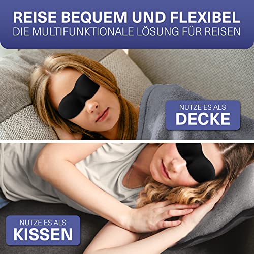 STYNGARD Flugzeugdecke mit weichem Kopfkissenbezug - Reisedecke 2 in 1 für Männer & Frauen - Verwandlungskissen - weiche & warme Decke Flugzeug Modell Toronto