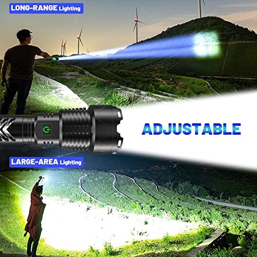 Flashlights High Lumens Rechargeable, 150000 Lumens Super Bright Led Flashlight, 5 Modes With Usb Cable, Ipx6 Waterproof, Handheld Powerful Flash Light For Hu∩Ting, Camping, Emerge∩Cies #TOP5