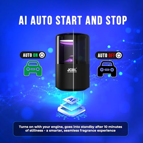 Image of Mystiq Car Smart Spray Air Freshener | Automatic Car Diffuser with Ambient Light | Auto On and Off Feature | Auto Accessory Air Freshener for Cars (With 2 Scented Refills)