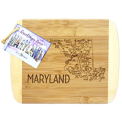 Image of Totally Bamboo A Slice of Life Maryland Engraved Map Cutting Board