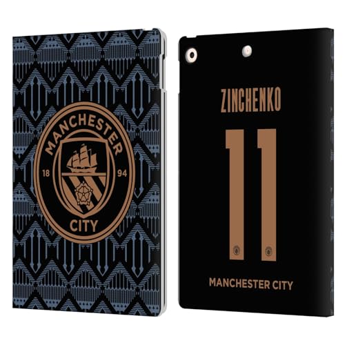 Étui portefeuille Man City pour iPad 10.2 en cuir avec design officiel Zinchenko 2020/21 Away