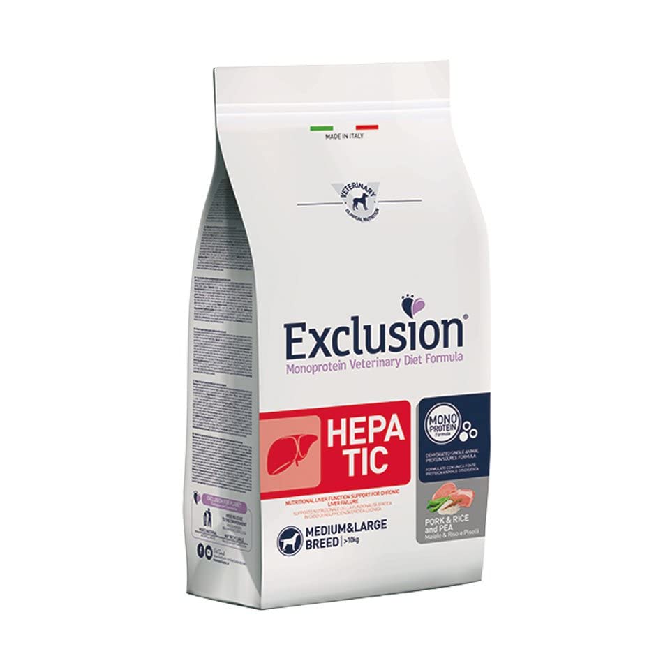 EXCLUSION DIET HEPATIC PORK & RICE AND PEA M/L CONF.12 KG