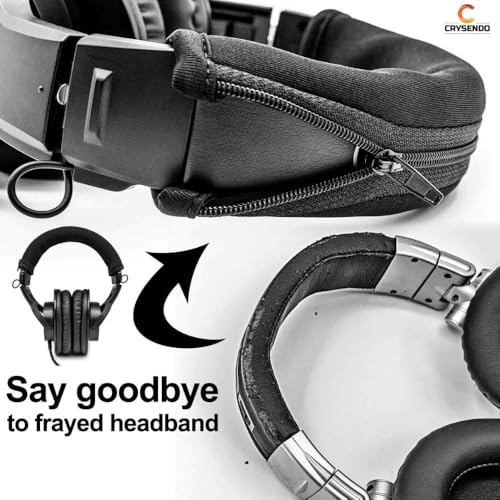 Image of Crysendo Audio Technica Headphone Headband Cover | Replacement Leather Headband Compatible with ATH-M50, M50X, M50S, M50RD, M40X, M30X, M20X Headphones | Headband Cushion (Black)