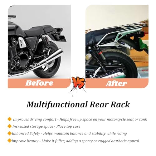 Compatible with Honda CB1100 CB1100 EX CB1100 RS 11-22 Motorcycle Rear Luggage Rack Chrome Cargo Carrier Steel Rear Tail Storage Rack Top Case Holder Support Bracket Motorcycle Accessories(CB1100 RS) - Image 4