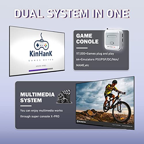 Classic Super Console X Pro Has Emuelec Game System/Android Tv System,Retro Game Console Pre-Installed With 90,000+ Games, 62+ Emulators。Support Wifi/1000M Ethernet, Plug And Play Video Game Console #TOP3