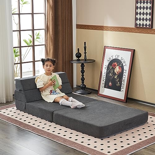 jela Foldable Sofa Bed Large Soft Foam Convertible Sleeper Chair Luxury Miss Fabric Fold Out Chair Bed Floor Couch with Back Support Floor Sofa for Living Room Bedroom の商品画像 7