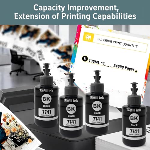 Image of KOSH T7741 Pigment Black Ink Refill Bottle Compatible for M100 / M105 / M200 / M205 / L605 / L655 / L1455 Printers