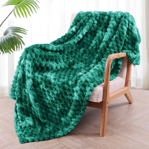 Image of Exclusivo Mezcla Extra Large Soft Fleece Throw Blanket, 50x70 Inches 3D Clouds Stylish Jacquard Throw Blanket for Couch, Cozy Soft Lightweight for All Season, Tie-dye Teal Blanket