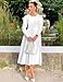 ZESICA Women's Long Sleeve Midi Dresses 2026 Spring Elegant Crewneck Swing A Line Wedding Guest Party Dress with Pockets,White,Small