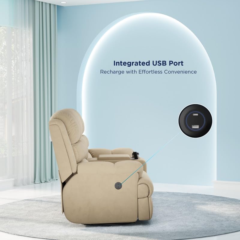 Image of The Sleep Company 2-Seater Luxe Motorised Recliner Sofa | Patented SmartGRID Technology | Superior Seat Comfort | Cupholders & 25L Storage | Charging Ports | Beige | Free Installation
