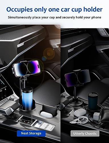 Tryone Car Cup Holder Phone Mount: [Bottle Friendly] Car Cell Phones Cup Stand Expander With Height Adjustable Arm Fit For Truck | Suv | Automobile Compatible With Iphone & Samsung & Android Smartphones thumb #2
