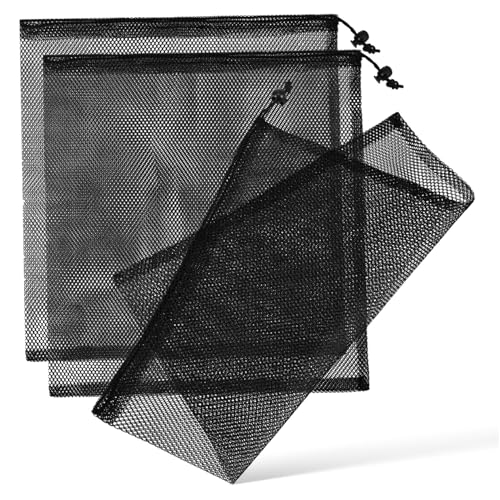 3pcs Drawstring Mesh Bags Storage Bags Airflow Design for Tennis Sports Equipment and Laundry Lightweight Reusable Secure Closure