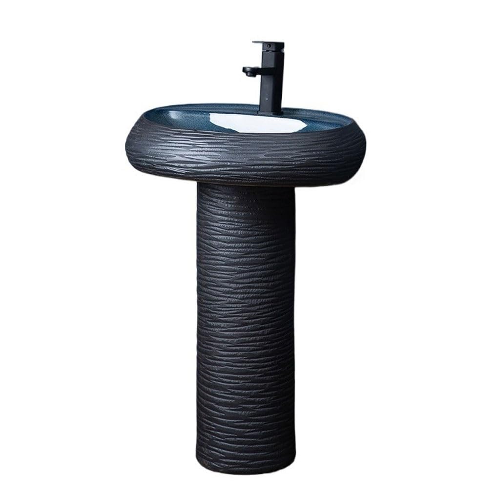 AYCDL Pedestal Sink Ceramic Integrated Pedestal Basin Floor-Standing Household Bathroom Wash Basin Courtyard Balcony Universal Pedestal Wash Basin Bathroom